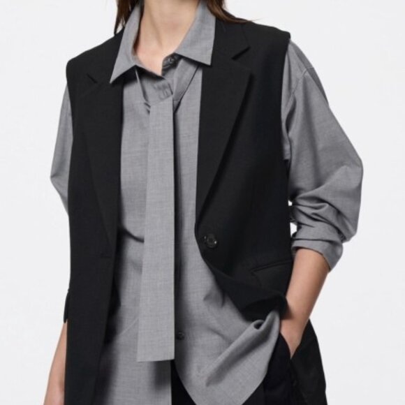 GU - Oversized Unisex Tailored Black Vest - SZ XL - Picture 5 of 14